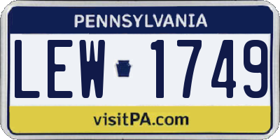 PA license plate LEW1749