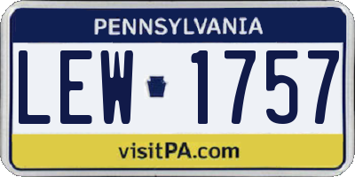 PA license plate LEW1757