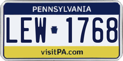PA license plate LEW1768