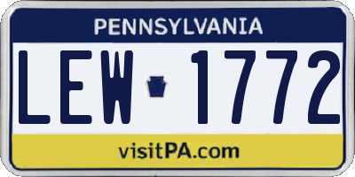 PA license plate LEW1772