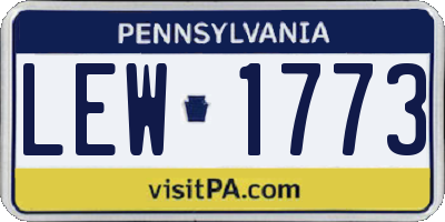 PA license plate LEW1773