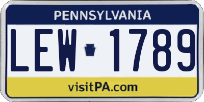 PA license plate LEW1789