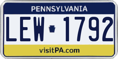 PA license plate LEW1792