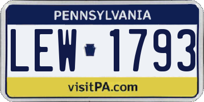 PA license plate LEW1793