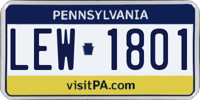 PA license plate LEW1801
