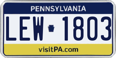 PA license plate LEW1803