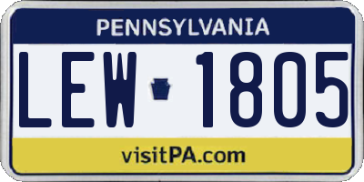 PA license plate LEW1805