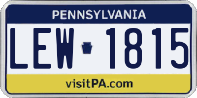 PA license plate LEW1815