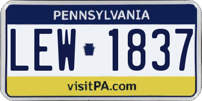 PA license plate LEW1837