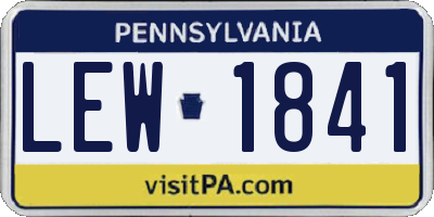 PA license plate LEW1841