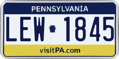 PA license plate LEW1845