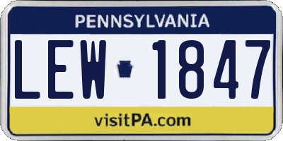 PA license plate LEW1847