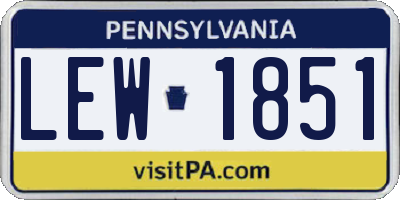 PA license plate LEW1851