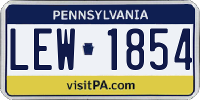 PA license plate LEW1854