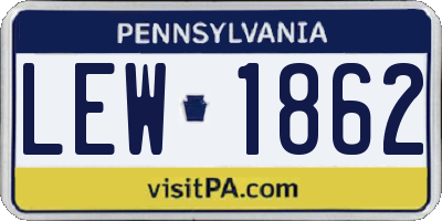 PA license plate LEW1862