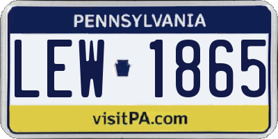 PA license plate LEW1865