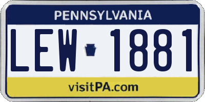 PA license plate LEW1881