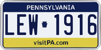 PA license plate LEW1916