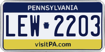 PA license plate LEW2203