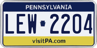 PA license plate LEW2204