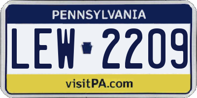 PA license plate LEW2209