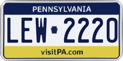 PA license plate LEW2220