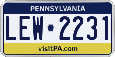 PA license plate LEW2231