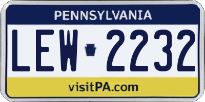 PA license plate LEW2232