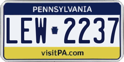 PA license plate LEW2237