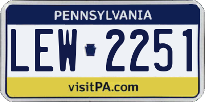 PA license plate LEW2251