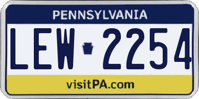 PA license plate LEW2254