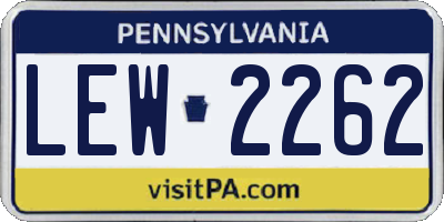 PA license plate LEW2262
