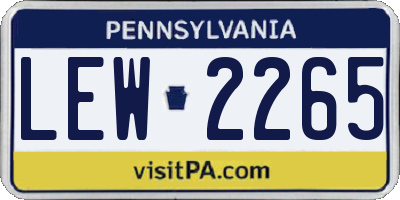 PA license plate LEW2265
