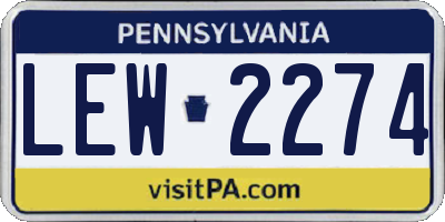 PA license plate LEW2274
