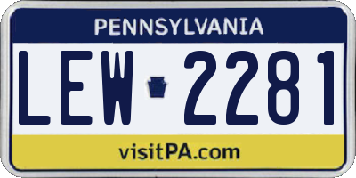 PA license plate LEW2281