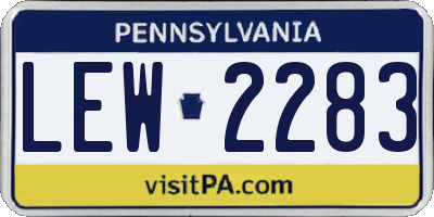 PA license plate LEW2283