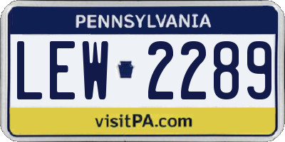 PA license plate LEW2289