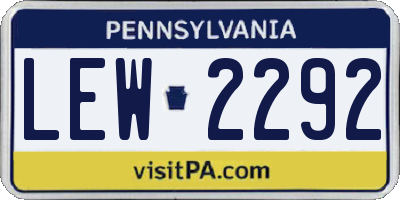 PA license plate LEW2292