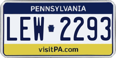 PA license plate LEW2293