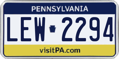 PA license plate LEW2294
