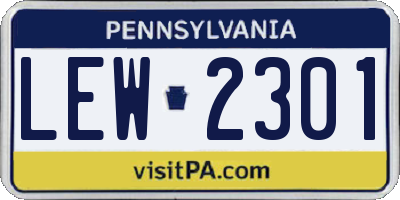 PA license plate LEW2301
