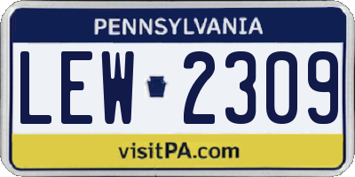 PA license plate LEW2309