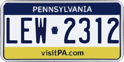 PA license plate LEW2312