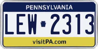 PA license plate LEW2313