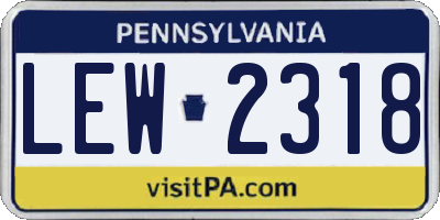 PA license plate LEW2318