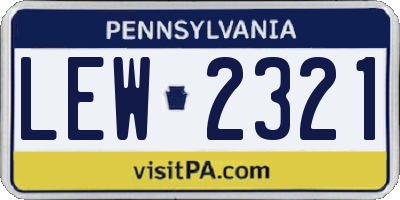 PA license plate LEW2321