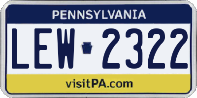 PA license plate LEW2322
