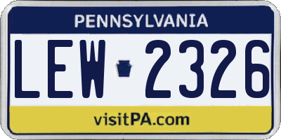 PA license plate LEW2326