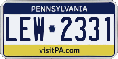 PA license plate LEW2331