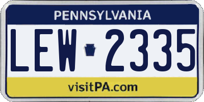 PA license plate LEW2335
